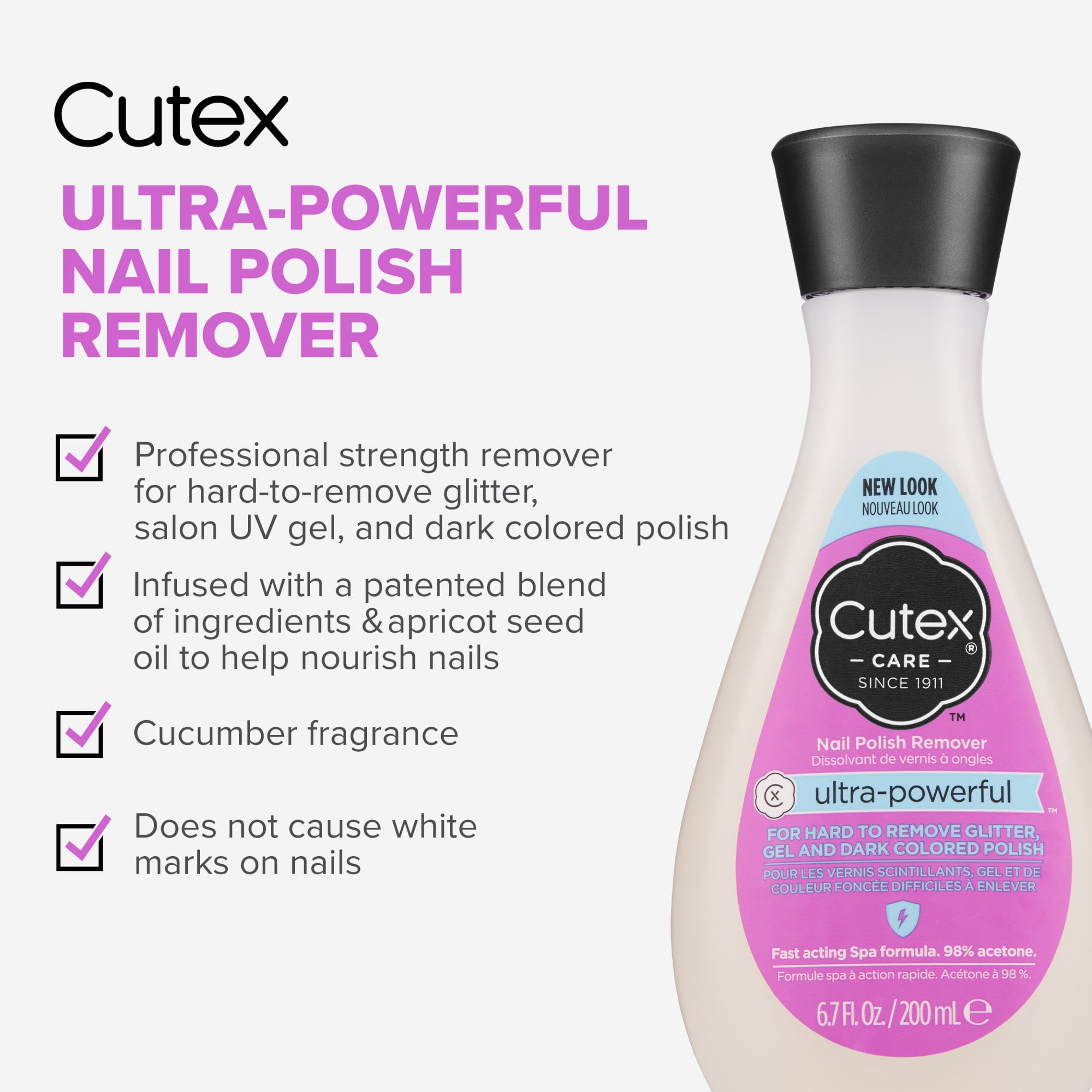 Cutex Care Non-Acetone Nail Polish Remover With Coconut Oil, 6.7 Fl. Oz. -  Pack of 5 - Walmart.com