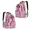 thumbnail image 2 of FKELYI Pink Bow Star Flower Print Kids Backpack for Girls 17 Inch School Backpacks Large Capacity Bookbag with Multi-Pockets Casual Daypack for Elementary Student, 2 of 7