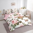 thumbnail image 3 of Manfei Floral Rose Girl Bedding Comforter Set 7 Pieces,Flying Butterflies Full Bedding Set Lightweight,Dreamy Princess Fitted Sheet Flat Sheet,Breathable Home Decor,Reversible, 3 of 8
