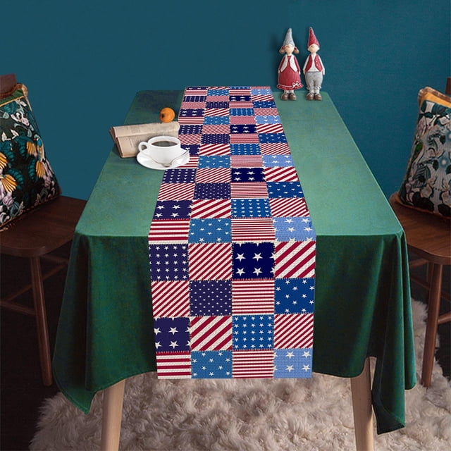 Cqxid Table Cloth Under $5 Innovation Independence Day Decorative Table Runner Linen Durable Table Mat Border Exclusively For Strong Table Cloth