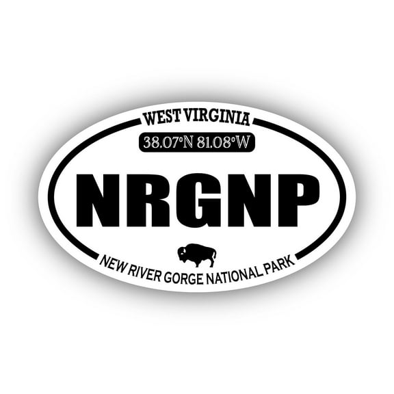 New River Gorge National Park West Virginia NRGNP Oval Bumper Sticker 3M Vinyl Decal 3 in x 5 in