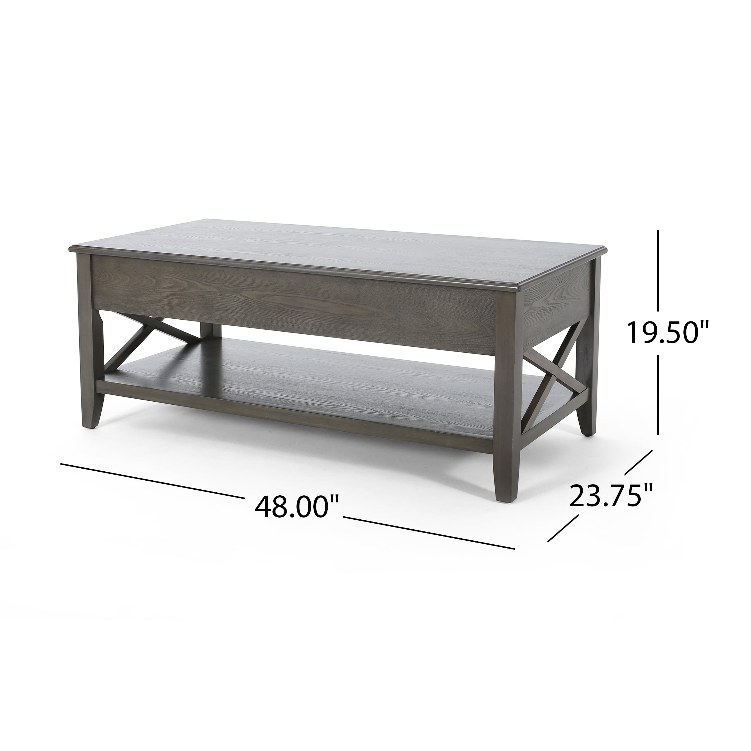 Noble House Moses Farmhouse Faux Wood Lift Top Coffee Table, Gray
