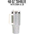thumbnail image 3 of Lashicorn Silver Rhinestone 40 oz. Tumbler with Handle and Straw Lid Bling Tall Jewel Cup Gift White Insulated, 3 of 4