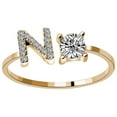 thumbnail image 2 of KDSJSXW Engagement Rings Fashionable And Opening 26 Letters With Diamond Ring Ladies Jewelry Diamond Band Rings for Women Gold Filled Ring Engagement Rings(N,One Size), 2 of 4