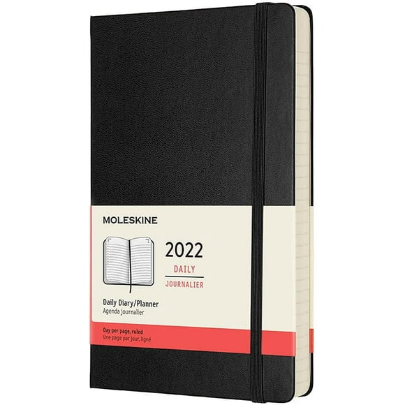 Moleskine Classic 12 Month 2022 Daily Planner, Hard Cover, Large (5" x 8.25"), Black
