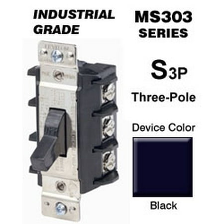 Leviton MS303-DS 30 Amp Three-Pole Motor Starter Switch Only - Black