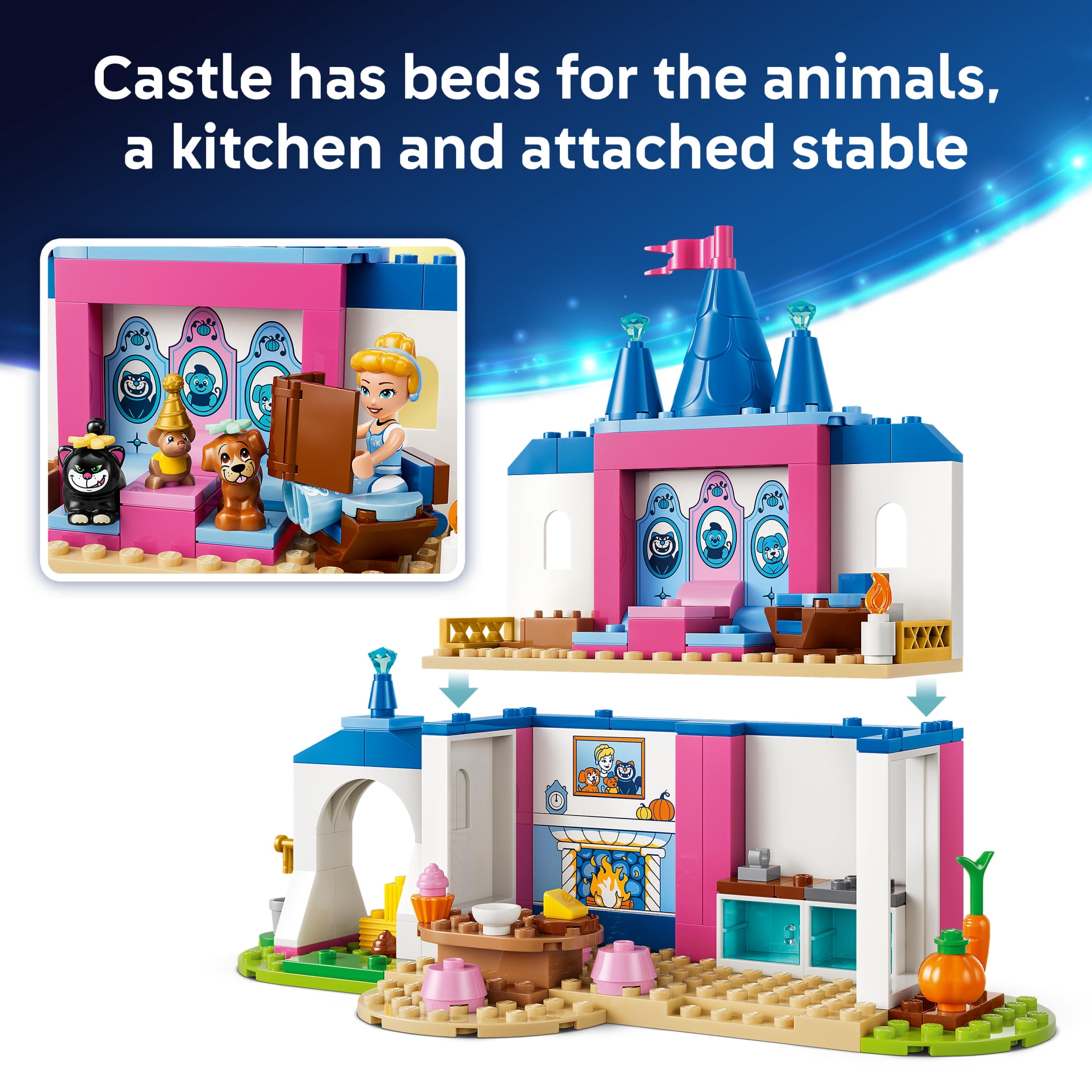 LEGO Disney Princess Cinderella Animal Friends Castle - Preschool Building Toy for Girls & Boys, Ages 4+ - Disney Gift for Kids with 5 Figures - 43283