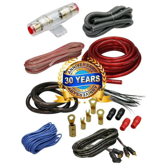 Absolute USA Complete 2500W 4 Gauge 4 Channel Car Amplifier Installation Wiring Kit Amp Red