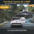thumbnail image 3 of Fitcamx 4K Front & 1080P Rear Dash Cam for Toyota RAV4 2022-2025 (Vent Hole), OEM Look WiFi, Night Vision, Loop Recording, 128GB, 3 of 6