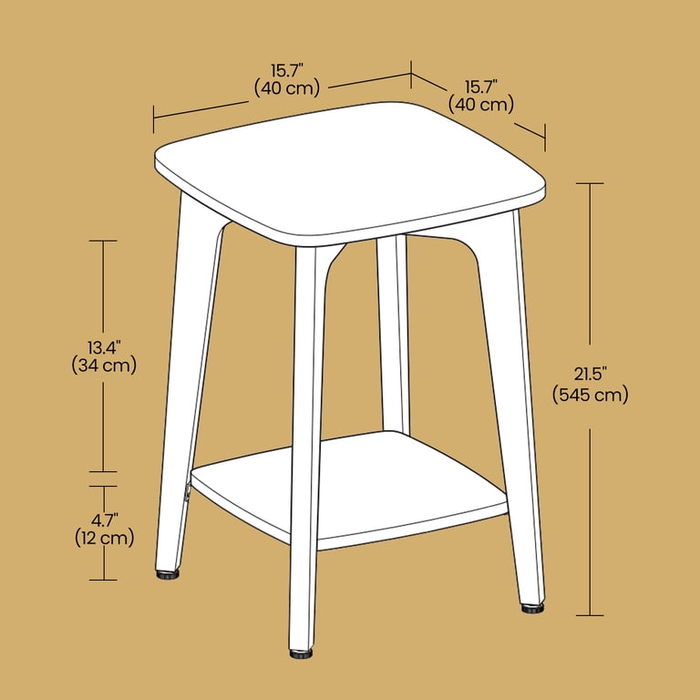 Ledrem Square Accent Table, 2-Tier Storage Side Table photo 5