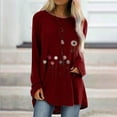 thumbnail image 2 of LYXSSBYX Womens Long Sleeve Dress Hot Sale Clearance Women Fashion O-neck Pullover Flower Printing Long Sleeves Sweater T-shirt Tops, 2 of 4