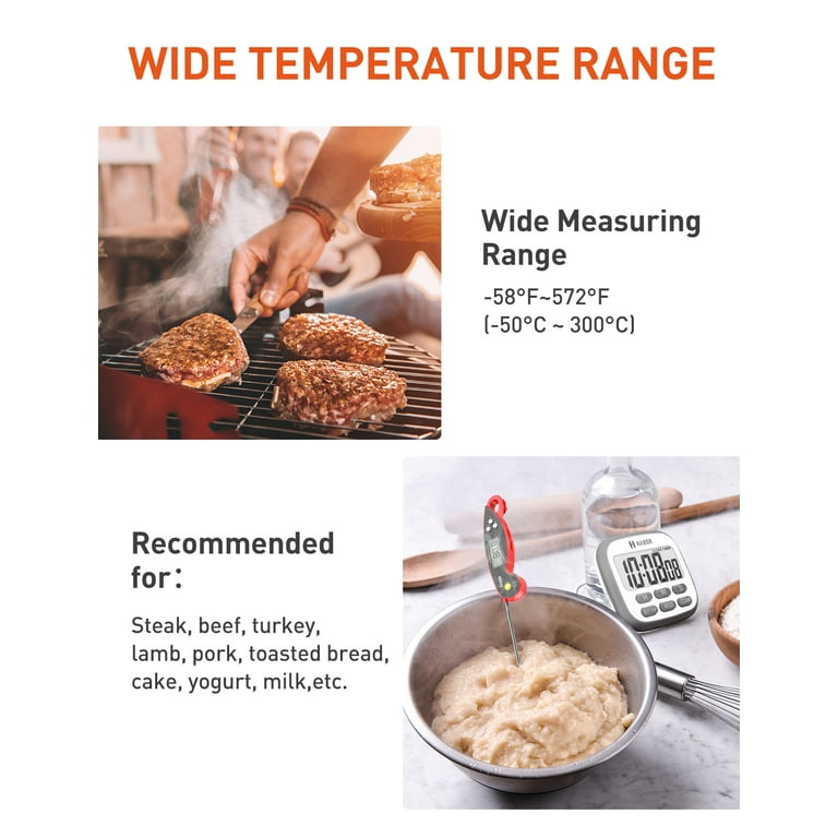  Digital Thermometer with Meat Probe - Oven Safe Instant Read  Thermometer, Waterproof Food Thermometer, Cooking & Grilling Temperature  Control, Battery-Powered Cooking Thermometer w/Temperature Magnet: Home &  Kitchen