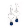 thumbnail image 1 of Sterling Silver Wire Work Teardrop Charm Stone Drop Earrings, Midnight Blue, 1 of 1