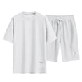 thumbnail image 2 of Waffle Short Sets for Men Short Sleeve Crewneck T Shirt and Shorts 2 Piece Matching Set Mens Summer Outfits, 2 of 5