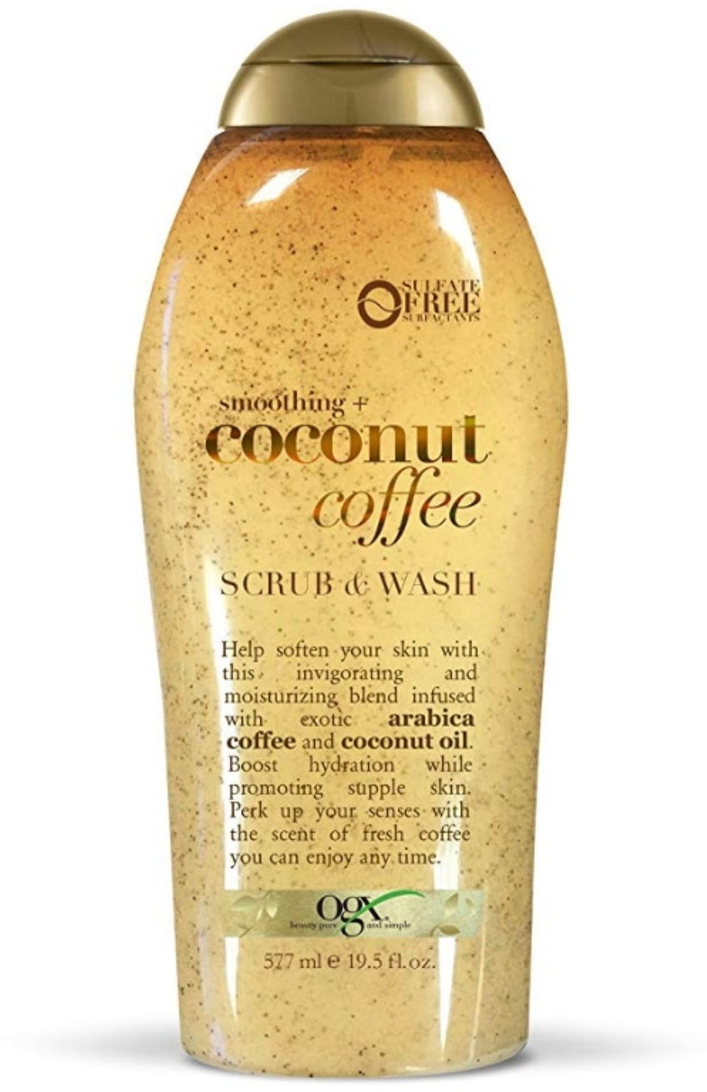 OGX Smoothing + Coconut Coffee Exfoliating Body Scrub with Arabica Coffee & Coconut Oil, Paraben-Free with Sulfate-Free Surfactants, 19.5 Fl Oz