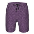 thumbnail image 4 of Kdxio Retro Florals Purple Pattern Mens Casual Shorts - Drawstring Summer Beach Sports Shorts for Men, 4 of 9