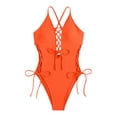 thumbnail image 5 of Yuncity Women's One-Piece Swimsuits Lace Up 1 Piece Swimsuit Deep V Neck Bathing Suits Swimwear For Beach Pool Orange S-Xxxl, 5 of 5