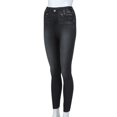 thumbnail image 5 of Women's Pull-On Skinny Faux Denim Leggings High Waisted Stretch Jeggings Comfy Wash Pants Classic Tummy Control Black, 5 of 6