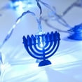 thumbnail image 4 of Battery Hanukkah Led String Lights, 10 Blue Candlestick Bulbs, 65-Inch Indoor Decor for Window, Mantel, Party, Synagogue, Battery Box for Easy Placement, Festive Jewish Holiday , 1 String of Lights, 4 of 7