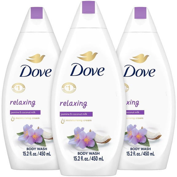 Dove Body Wash Relaxing 3-Pack – Jasmine & Coconut Milk for Softer, Smoother Skin, 15.2 Oz Ea