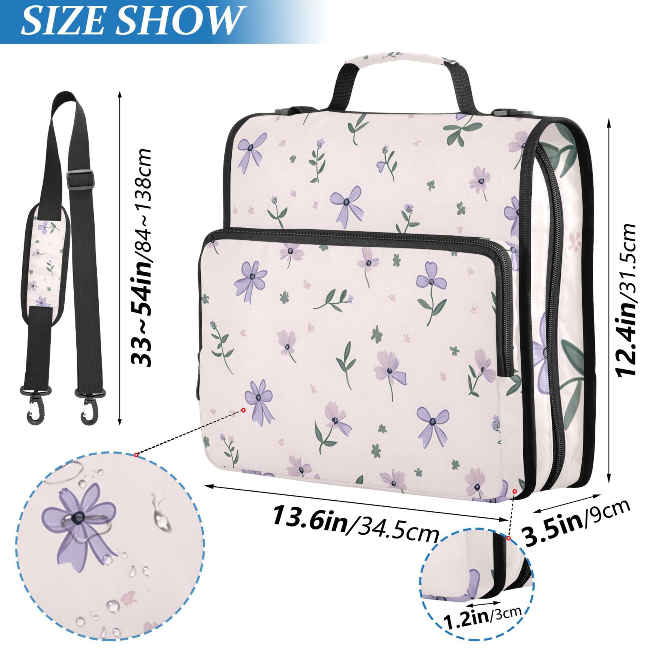 ALAZA Zipper Binder Floral Bows 3 Ring Trapper Keeper File Folder Organizer Bag