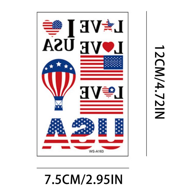 Adhesivo de tatuaje HUOGUO, impermeable, bandera americana de la independencia