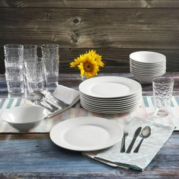 Gibson Home Everyday Round 48 Piece Kitchen Basic Essentials Dinnerware Combo Set, White