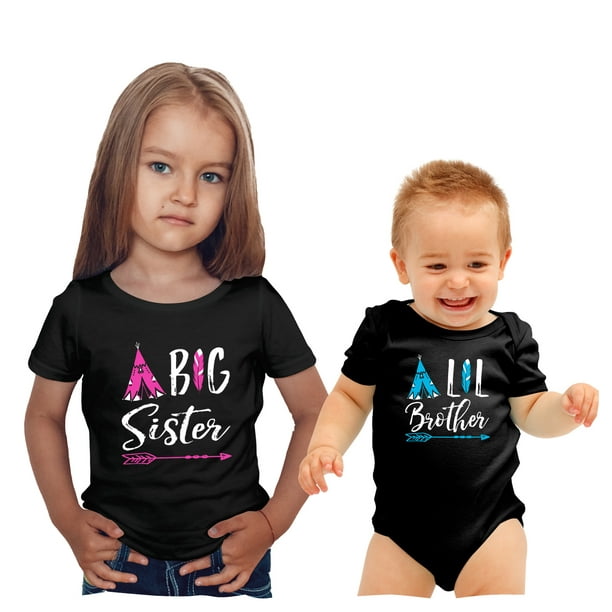 Feisty And Fabulous Feisty And Fabulous Big Sister Little Brother Outfit Matching Big Sister To A Little Mister Shirt Black Big Sister Baby Brother Walmart Com Walmart Com