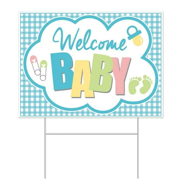 Beistle 53912 11.5 x 15.5 in. Plastic Welcome Baby Yard Sign