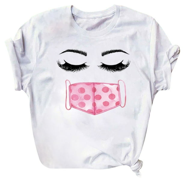 Casual Tops for Women Trendy Printed Plus Size Crew Neck TShirts Short