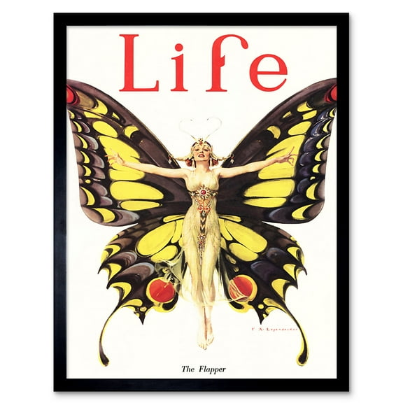 Magazine Cover 1922 The Flapper Woman Butterfly Dancer Bright Vintage Cover Illustration Art Print Framed Poster Wall Decor 12x16 inch