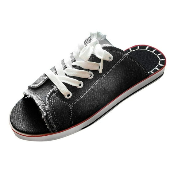 knqrhpse slippers for women Walk Sports Shoes Lace-Up Comfy Classic Canvas Slip-on Sandals womens slippers house slippers for women
