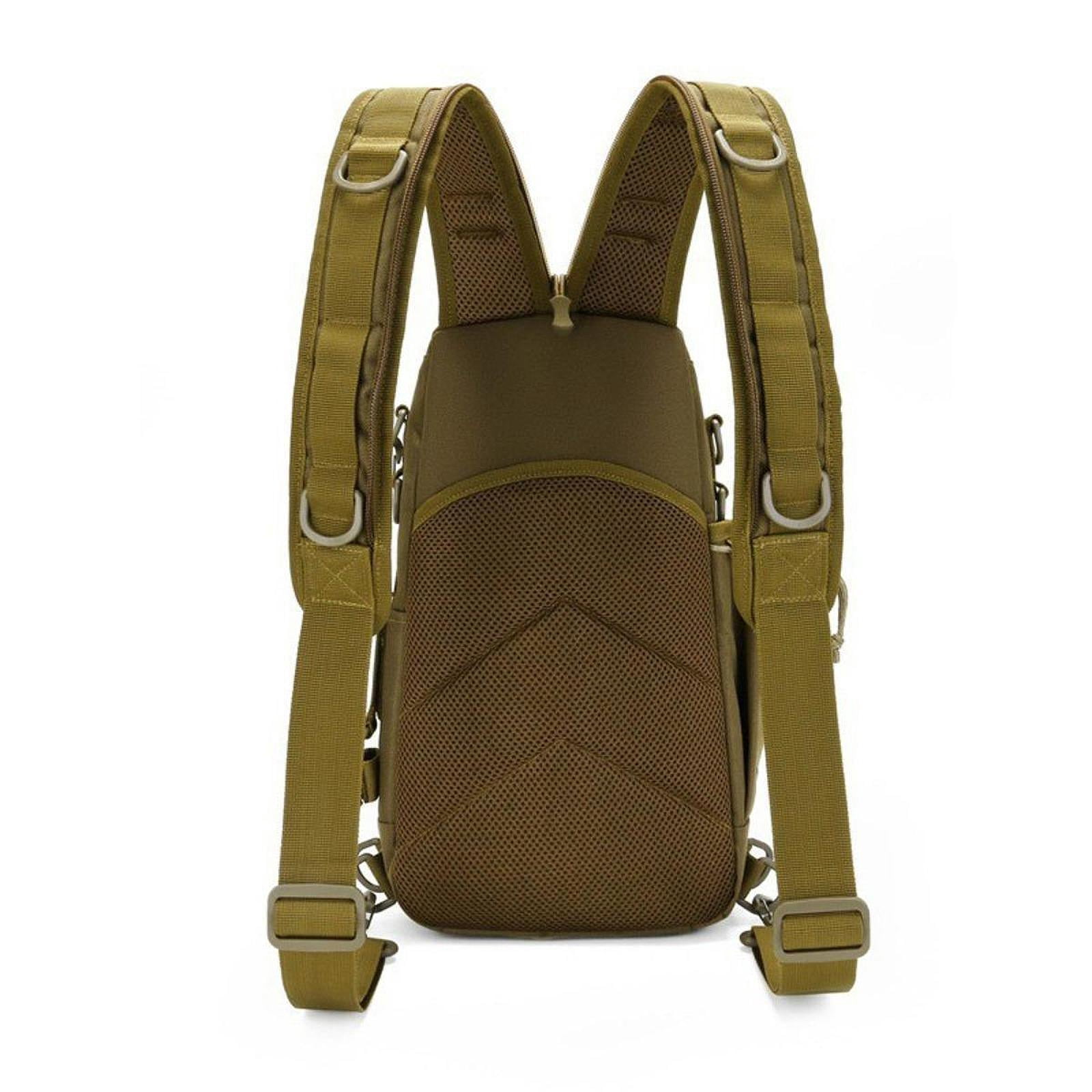 Wswqop Fishing Gear Bag Portable Fly Fishing Backpack Sling Rod Holder Breathable Fanny Green