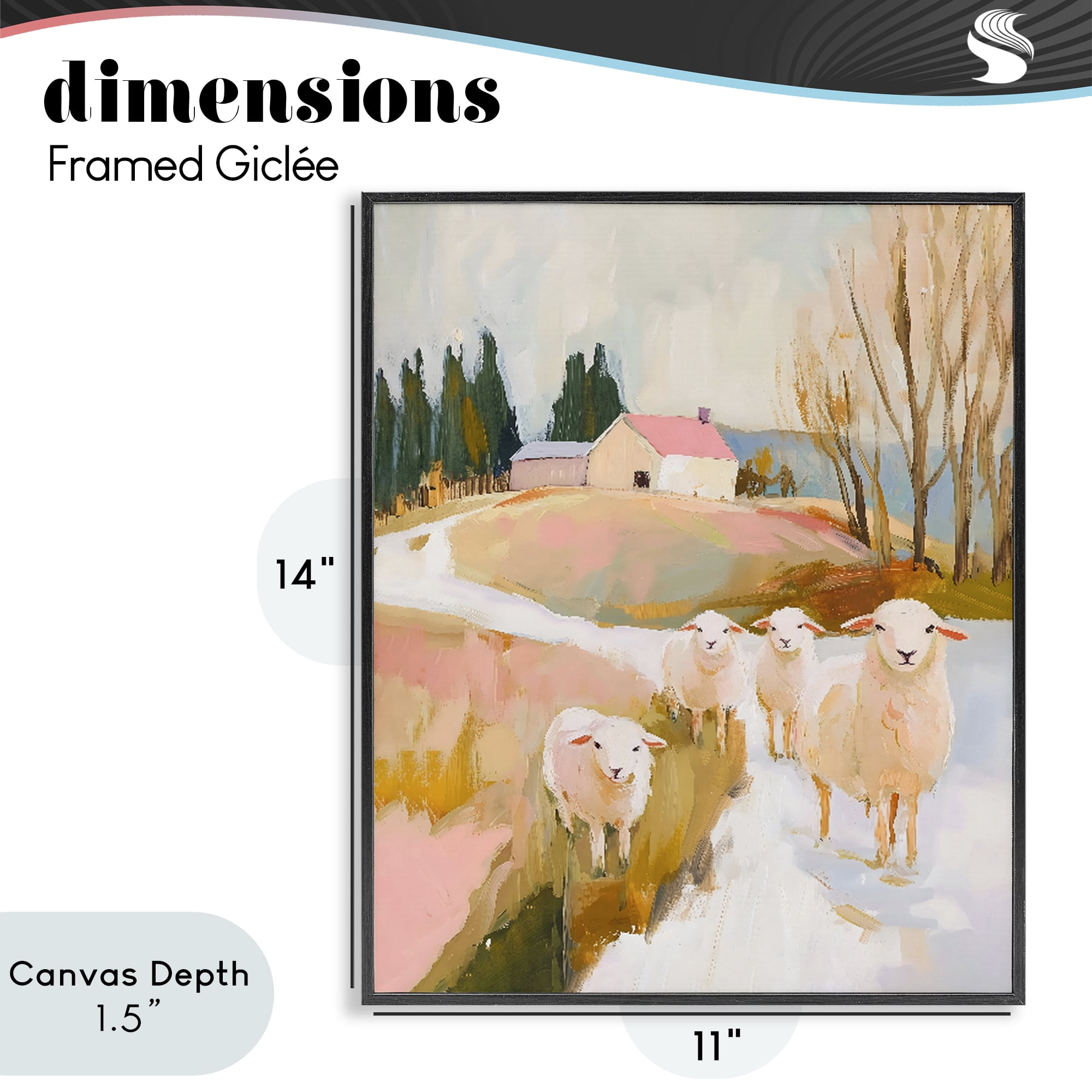 Stupell Industries Sheep on the Roadside Pasture Black Framed Giclee Art, design by The Prints Vibe