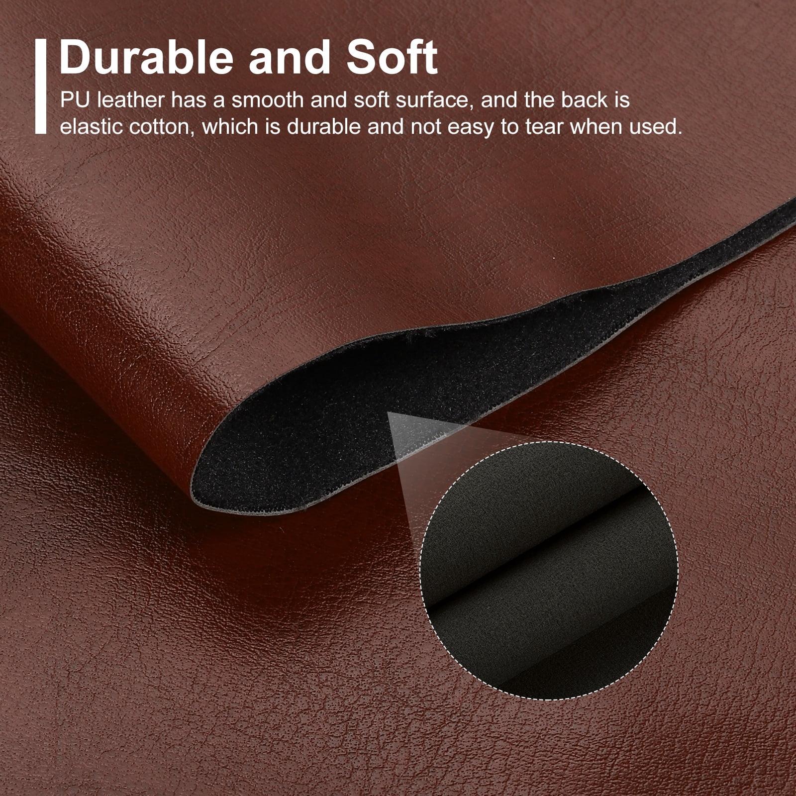 Uxcell Faux Leather Fabric, 1 Yard Waxed PU Leather Upholstery Fabric for DIY Crafts, Dark Brown