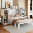 thumbnail image 2 of Twin Size Murphy Bed with Bedside Shelves and Wardrobe, White, 2 of 9