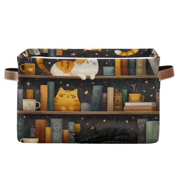 Square Storage Basket Home Storage Bins Bedroom Storage Basket Closet Storage Fashionable and Durable Cat and Bookshelf