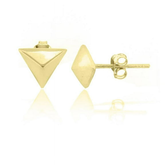 GOLD PLATED OVER STERLING SILVER PYRAMYD STUD EARRINGS