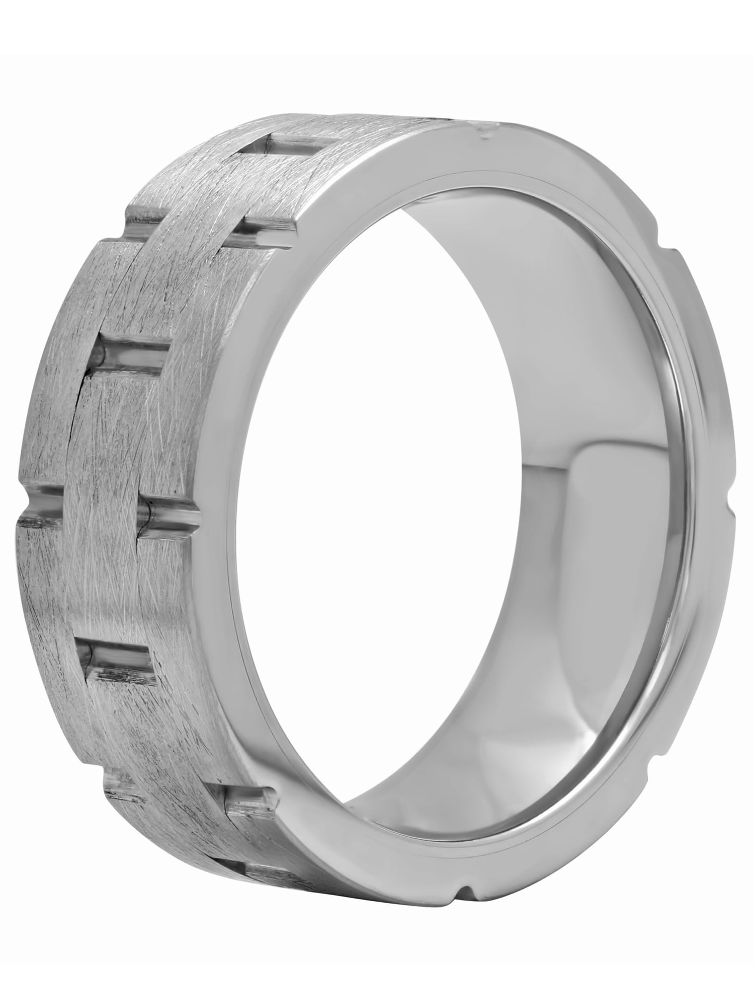 Men's Tungsten 8MM Brick Pattern Wedding Band - Mens Ring