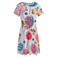 thumbnail image 4 of Pastel Rainbow Lollipop Women's Dress Short Sleeve Summer Sundress Summer Women Clothes, 4 of 7