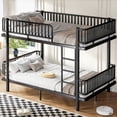 thumbnail image 3 of Harper & Bright Designs Queen over Queen Bunk Bed with Ladders and Guardrail, Metal Bunk Bed Frame with Safety Round-Pipe Design, Can Transformed into 2 Platform Bed, Black, 3 of 15