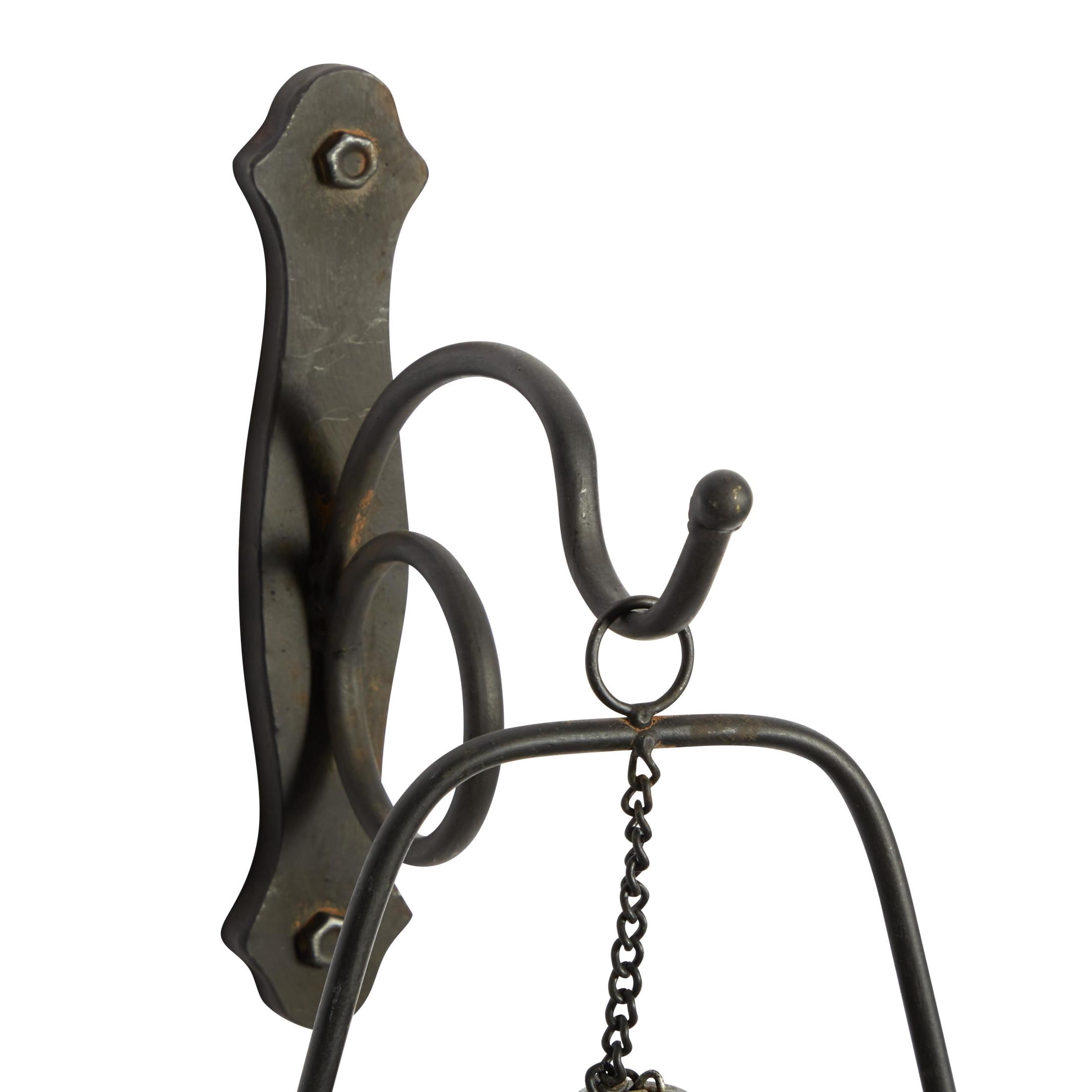 DecMode Rustic Metal Hanging Wall Mounted Candle Wall Sconce, 7"W x 19"H, Brown, Ready to Mount
