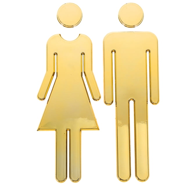 Letrero de baño de acero inoxidable para hombres y mujeres, juego de figuras, letrero de baño para hombres y mujeres, letrero de baño comercial, dorado