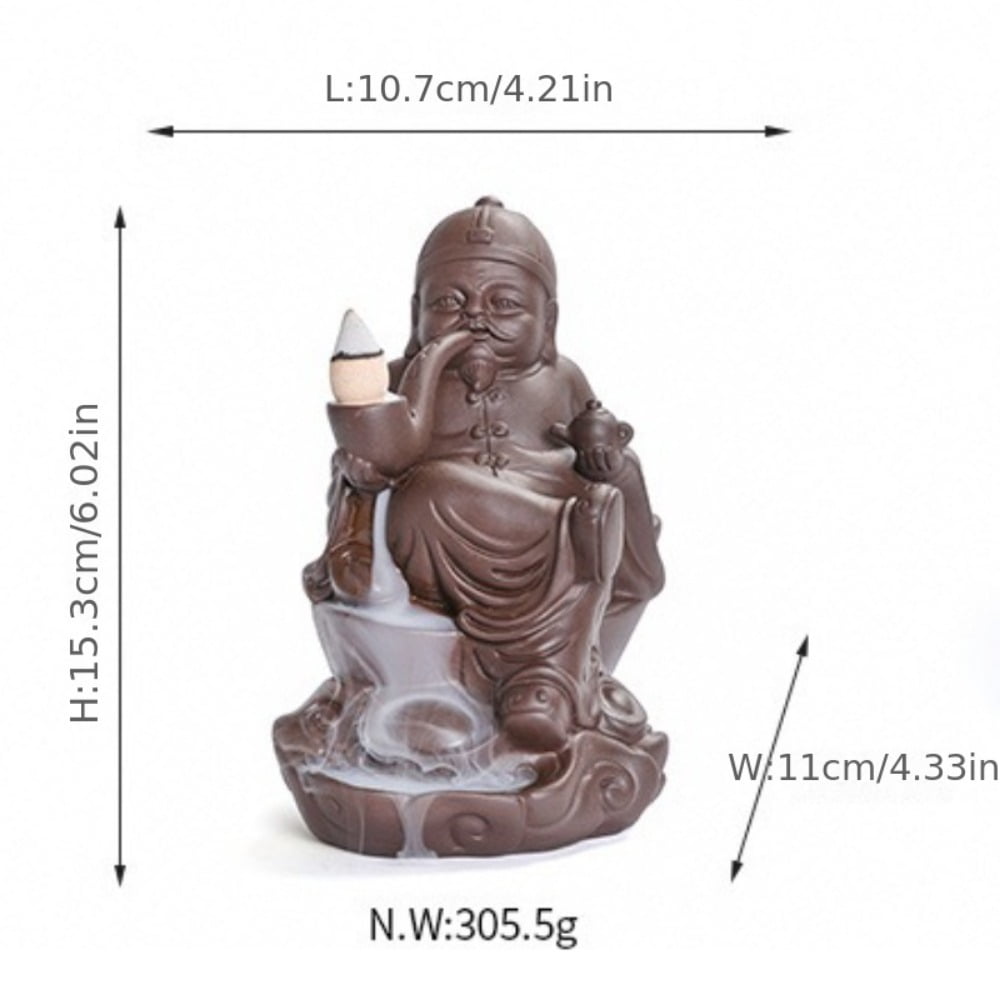 1pc Purple Clay Handicrafts Relaxation Old Man Backflow Incense Burner Incense Holder Censer Home Ornament (Without Incense)