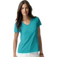 thumbnail image 1 of Hanes T-Shirt à Col en V Nano-T pour Femmes, P, Sarcelle, 1 of 4