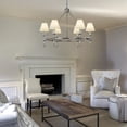 thumbnail image 6 of Vintage Nickel Chandelier 6-Light Classic Pendant Fixture Elegant Interior Lighting With White Shades For Dining Room Living Room, 6 of 8