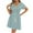 Light Blue, variant on Dresses for Women Plus Size Short Sleeve Drawstring Waist V-Neck Lace Solid Trimmed Mini Dress Bohemian Dresses