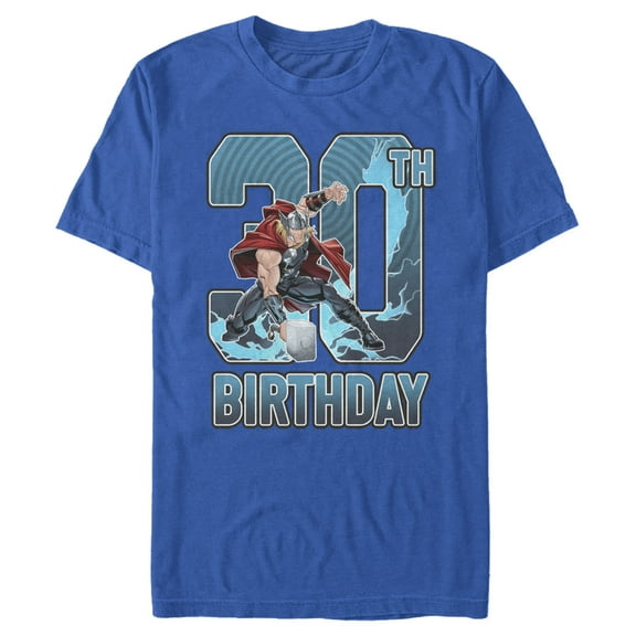 Men's Marvel Thor Hammer 30th Birthday  Graphic Tee Royal Blue 2X Large