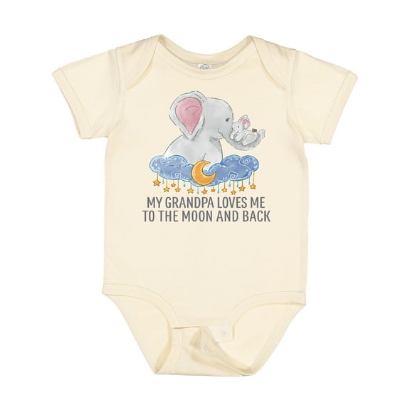 Inktastic My Grandpa Loves Me to the Moon and Back Elephants in Clouds Boys or Girls Baby Bodysuit