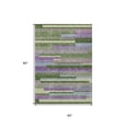 thumbnail image 3 of HomeRoots 613267 5 x 8 ft. Moss Green, Olive Green & Purple Striped Washable Indoor & Outdoor Rectangle Area Rug, 3 of 5